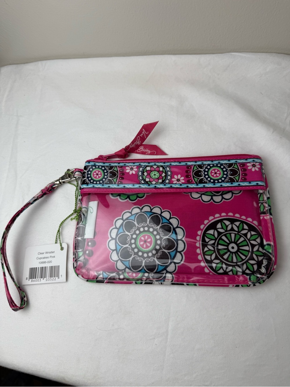 NWT Vera Bradley Cupcakes Pink Clear Wristlet Retired Pattern